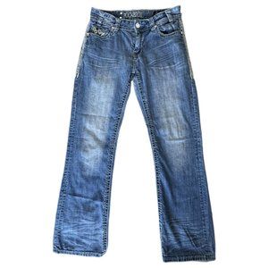 Rock & Roll Cowgirl 30x30 Embellished Rhinestone Thick Stitch Boot Cut Jeans